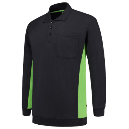 Afbeeldingen van TRICORP Polosweater bi-colour met borstzak 302001 navy/limoen S