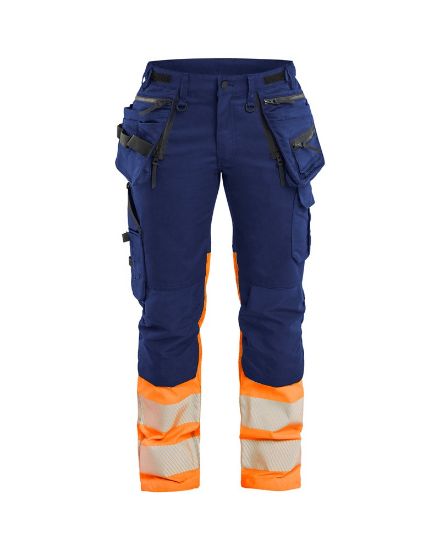 Afbeeldingen van BLÅKLÄDER Werkbroek met stretch dames 7030 marineblauw/High Vis oranje D21