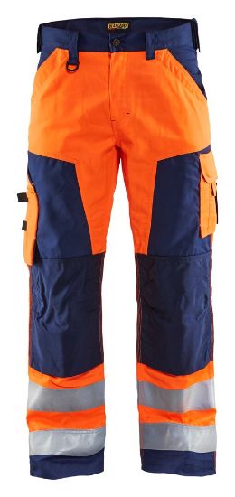 Afbeeldingen van BLÅKLÄDER Werkbroek zonder spijkerzakken 1566 High Vis oranje/marineblauw C48