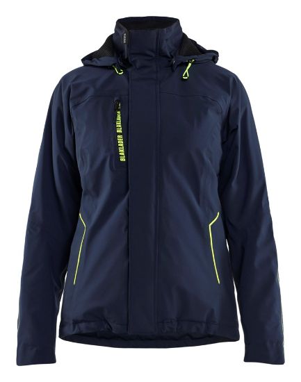 Afbeeldingen van BLÅKLÄDER Winterjas lichtgewicht dames met 4-weg stretch 4408 donker marineblauw/High Vis geel 2XL