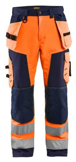 Afbeeldingen van BLÅKLÄDER Softshell werkbroek 1567 High Vis oranje/marineblauw C58