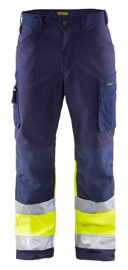 Afbeeldingen van BLÅKLÄDER Softshell werkbroek 1562 marineblauw/High Vis geel C48