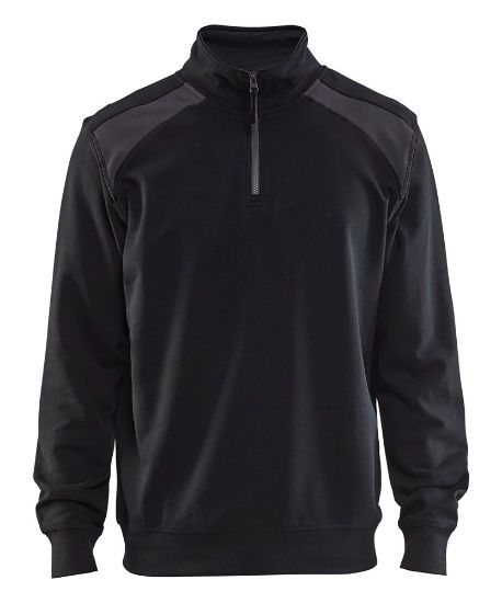 Afbeeldingen van BLÅKLÄDER Sweatshirt bi-colour met halve rits 3353 zwart/donkergrijs 4XL