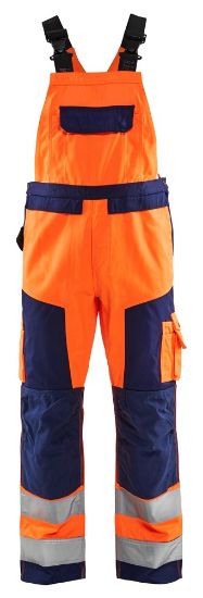 Afbeeldingen van BLÅKLÄDER Bretelbroek zonder spijkerzakken 2660 High Vis oranje/marineblauw C54