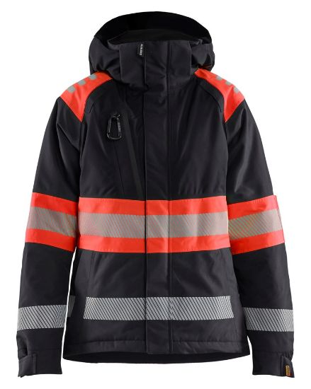 Afbeeldingen van BLÅKLÄDER Winterjas dames 4470 zwart/High Vis rood 3XL