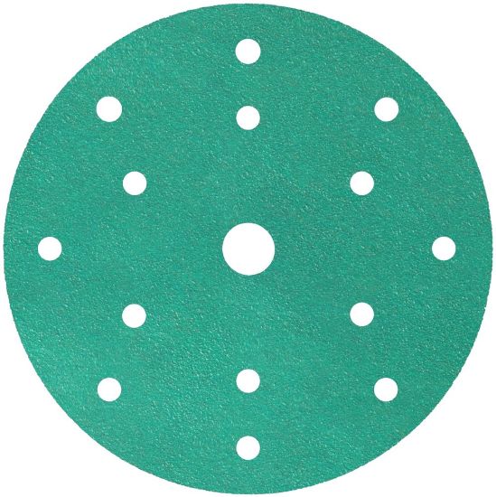 Afbeeldingen van Schuurschijf FP77K met actieve bekleding en klittenband 150MM K400 stansvorm GLS47