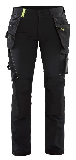 Afbeeldingen van BLÅKLÄDER Werkbroek dames met 4-weg stretch 7192 zwart/High Vis geel C38
