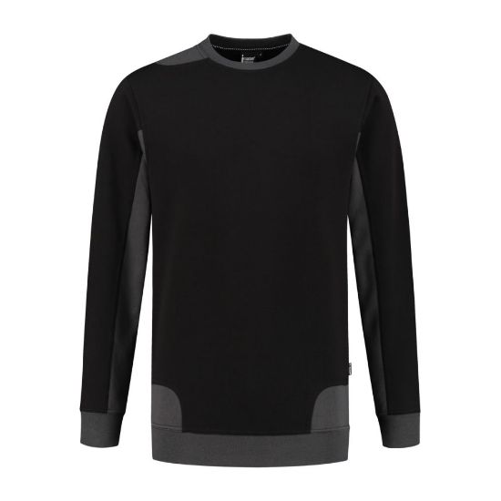 Afbeeldingen van IMAGE Fleecetrui bicolour Crew Neck Semi SlimFit Spade 14011 grijs/zwart 2XL