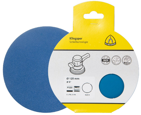 Afbeeldingen van Schuurschijf PS21FK met klittenband 150MM K60 stansvorm GLS3 in DIY verpakking