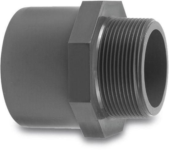 Afbeeldingen van VDL Puntstuk PVC-U zeskant grijs 16/23MMX¼" lijmmof/spie/buitendraad 16bar