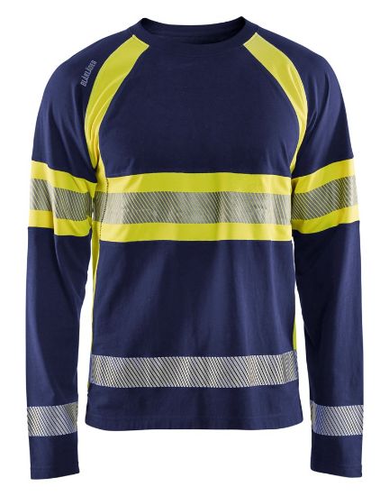 Afbeeldingen van BLÅKLÄDER T-shirt met lange mouwen 3510 marineblauw/High Vis geel S