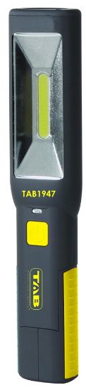Afbeeldingen van TAB Accu loop/zaklamp 3W COB-LED+7-LED 90° kantelbaar oplaadbaar 12-24/230V/USB
