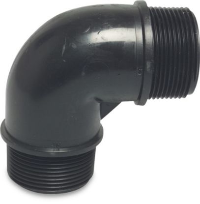 Afbeeldingen van Knie 90° PP zwart 1.¼" buitendraad 10bar