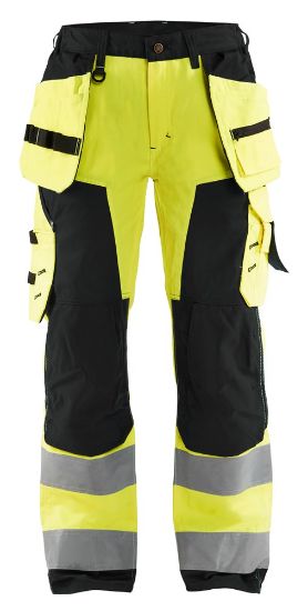 Afbeeldingen van BLÅKLÄDER Werkbroek dames met spijkerzakken 7156 High Vis geel/zwart C36
