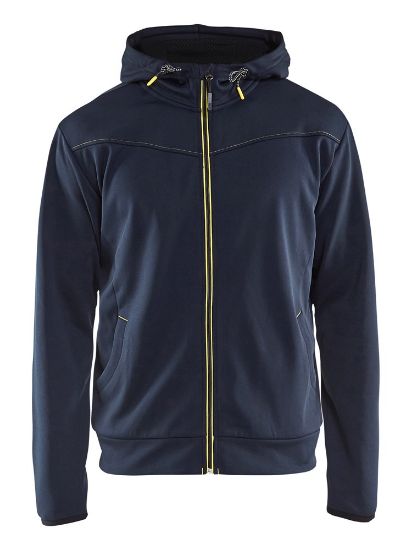Afbeeldingen van BLÅKLÄDER Hoodie met rits 3363 donkerblauw/geel S