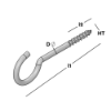 Afbeeldingen van GEBR. BODEGRAVEN Schroefhaak EPW houtdraad HT5 60X18MM Ø4,4MM