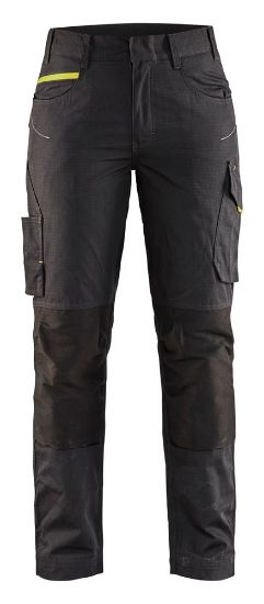 Afbeeldingen van BLÅKLÄDER Werkbroek service dames met stretch 7195 zwart/High Vis geel C32