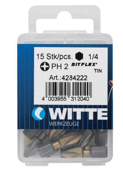 Afbeeldingen van WITTE Bitset ¼" 10x FLEX TiN PH3 25MM