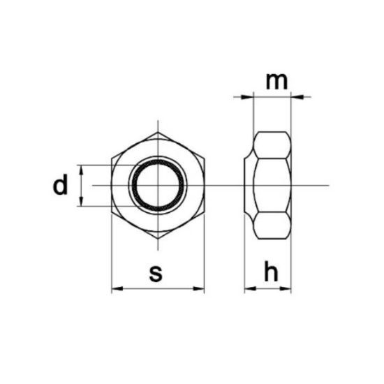 Afbeeldingen van Zeskantborgmoer DIN985 A2 M8 GECOAT