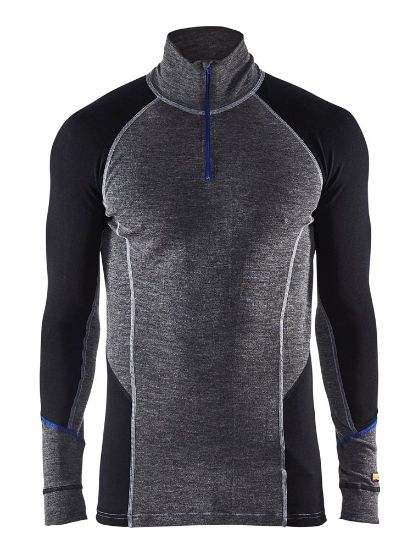Afbeeldingen van BLÅKLÄDER Onderhemd met rits 100% merino WARM 4899 medium grijs/zwart S