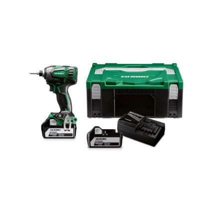 Afbeeldingen van HIKOKI Accu slagschroevendraaier 1/4" WH18DBDL2WPZ 18V BL 207Nm IP56 MV 2x 18V 5,0Ah in HSC II