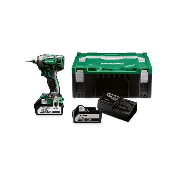 Afbeeldingen van HIKOKI Accu slagschroevendraaier 1/4" WH18DBDL2WPZ 18V BL 207Nm IP56 MV 2x 18V 5,0Ah in HSC II