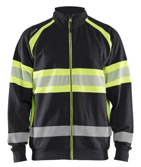 Afbeeldingen van BLÅKLÄDER Sweater met rits 3551 zwart/High Vis geel XS