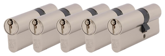 Afbeeldingen van OXLOC Profielcilinder dubbel O7 vernikkeld 30/45MM P5 SKG**