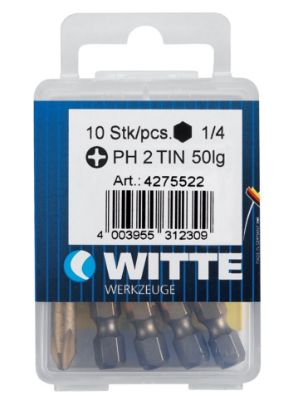 Afbeeldingen van WITTE Bitset ¼" 5x TiN PH1 50MM