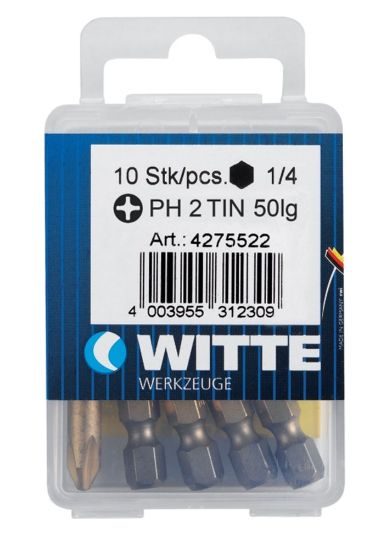 Afbeeldingen van WITTE Bitset ¼" 5x TiN PH1 50MM