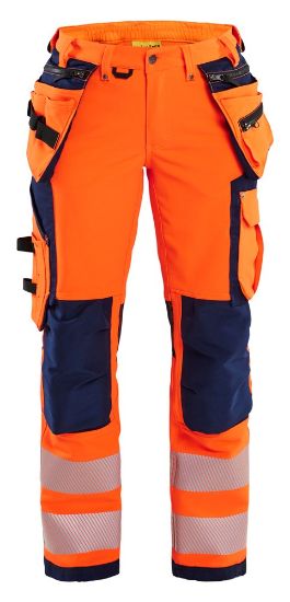 Afbeeldingen van BLÅKLÄDER Werkbroek dames met 4-weg stretch 7197 High Vis oranje/marineblauw C48