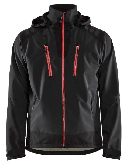 Afbeeldingen van BLÅKLÄDER Softshell jack 4749 zwart/rood M