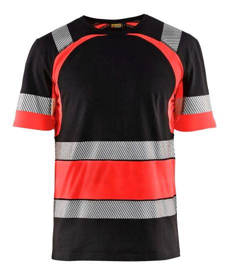 Afbeeldingen van BLÅKLÄDER T-shirt 3421 zwart/High Vis rood M