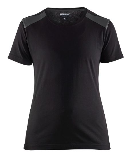 Afbeeldingen van BLÅKLÄDER T-shirt dames bi-colour 3479 zwart/donkergrijs L
