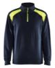 Afbeeldingen van BLÅKLÄDER Sweater bi-colour met halve rits 3353 donker marineblauw/High Vis geel M