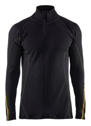 Afbeeldingen van BLÅKLÄDER Onderhemd vlamvertragend met halve rits 68% merino 4796 zwart 2XL