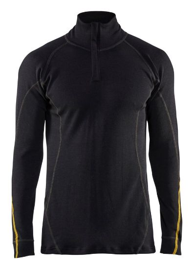 Afbeeldingen van BLÅKLÄDER Onderhemd vlamvertragend met halve rits 68% merino 4796 zwart XS