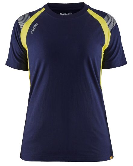 Afbeeldingen van BLÅKLÄDER T-shirt dames Visible 3402 marineblauw/High Vis geel L