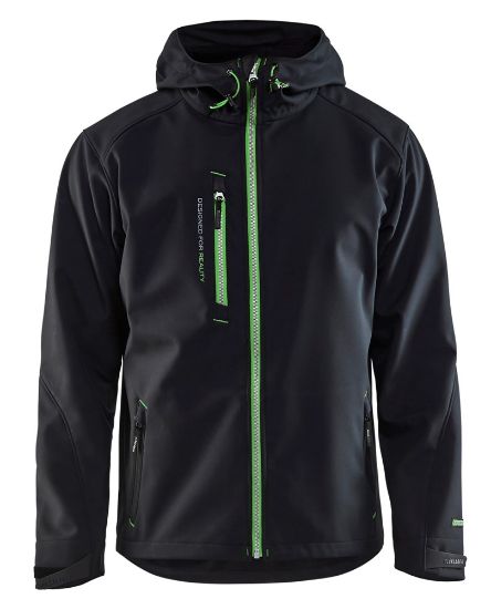 Afbeeldingen van BLÅKLÄDER Softshell jack 4949 zwart/groen M