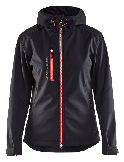 Afbeeldingen van BLÅKLÄDER Softshell jack dames 4919 zwart/rood XS