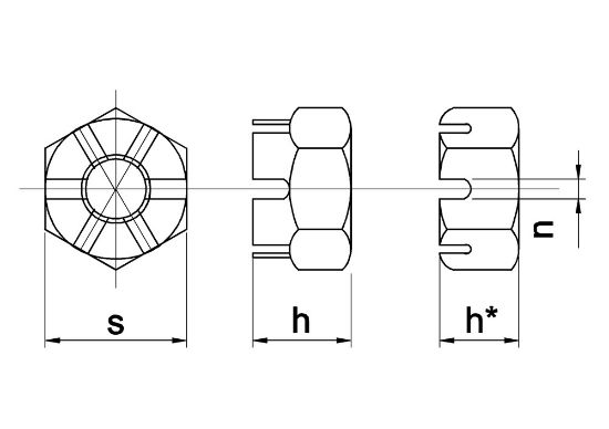 Afbeeldingen van Kroonmoer hoog model DIN935 6 EV M24