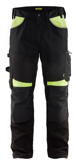 Afbeeldingen van BLÅKLÄDER Werkbroek zonder spijkerzakken 1556 zwart/High Vis geel D104
