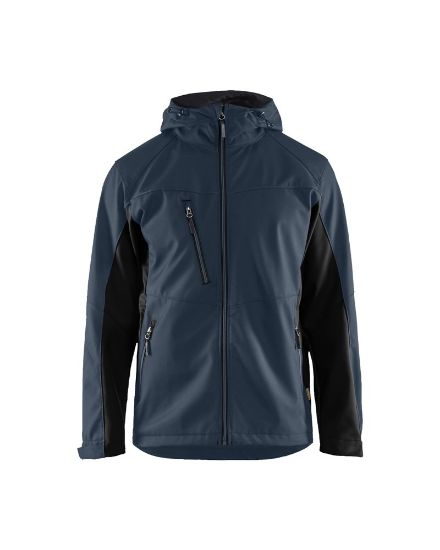 Afbeeldingen van BLÅKLÄDER Softshell jack met capuchon 4753 donker marineblauw/zwart M