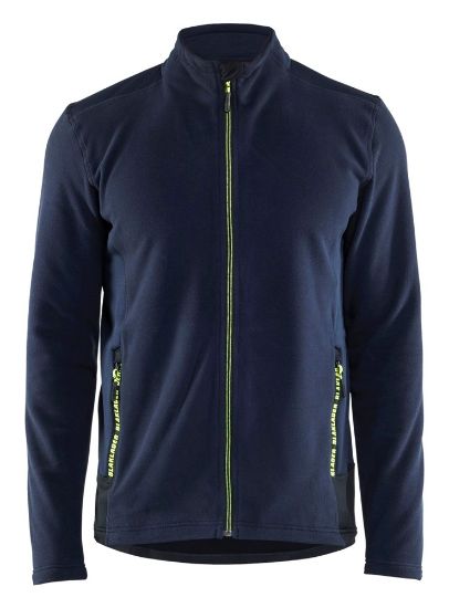 Afbeeldingen van BLÅKLÄDER Microfleecevest 4765 donker marineblauw/High Vis geel XS