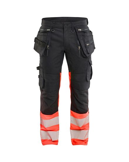 Afbeeldingen van BLÅKLÄDER Werkbroek met stretch 1130 zwart/High Vis rood D104
