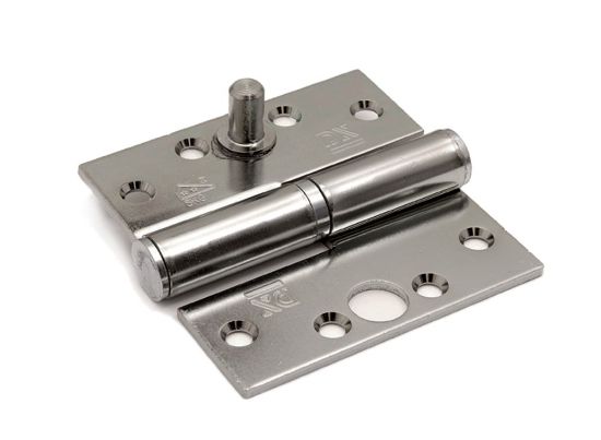 Afbeeldingen van DX Kogelstiftpaumelle links rechte hoeken SKG ***® met doorgezette knoop staal VZ 89X89MM