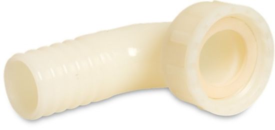 Afbeeldingen van Bocht 90° PA (nylon) wit 2"X50MM wartel binnendraad/slangtule 16bar
