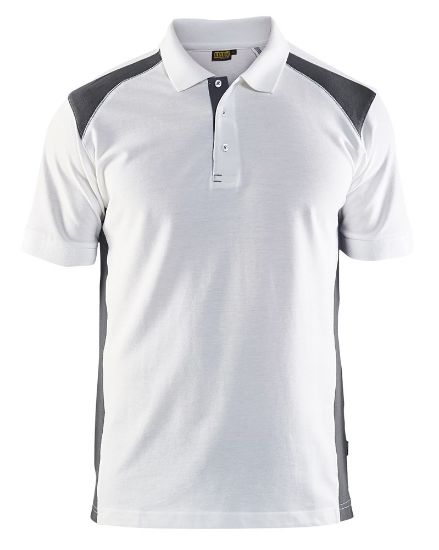 Afbeeldingen van BLÅKLÄDER Poloshirt piqué 3324 wit/donkergrijs M