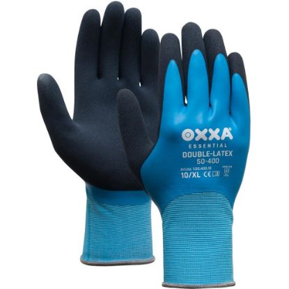 Afbeeldingen van Handschoen dubbel latex 50-400 zwart/blauw 10