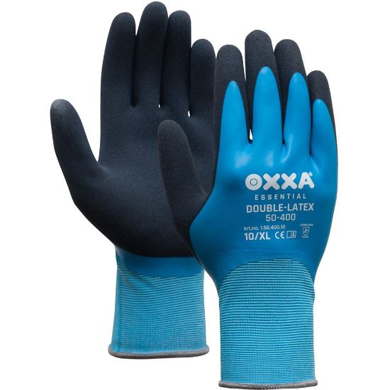 Afbeeldingen van Handschoen dubbel latex 50-400 zwart/blauw 8